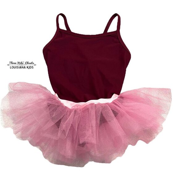 BP Designs YS Wine / Pink Ballet Tutu Leotard - Picture 1 of 8
